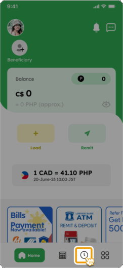 Smiles Mobile Remittance - Download a Remittance Certificate - Step 1 - Tap 