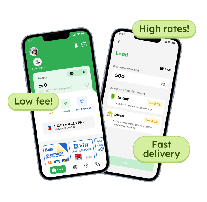 Smiles App Mockup, low fee, high rates, and fast delivery.