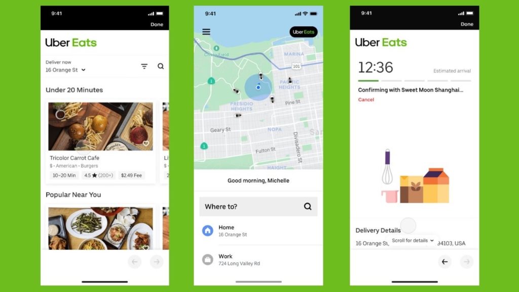 Uber Eats Food delivery app interface