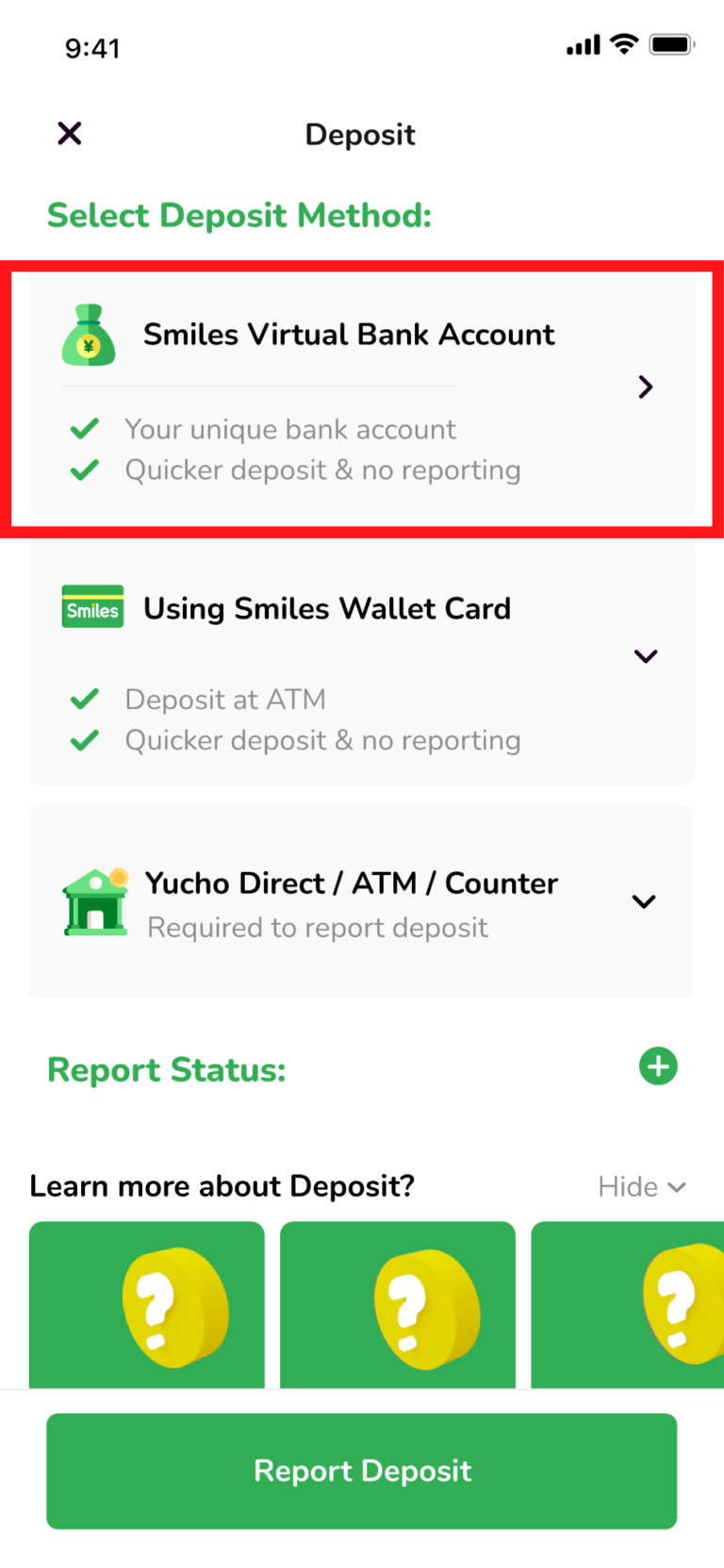 virtual bank account screenshot