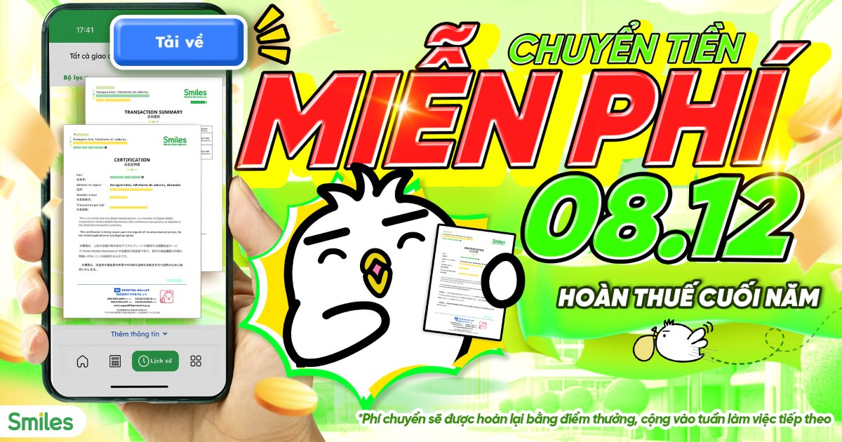 CHUYỂN TIỀN MIỄN PHÍ 8/12 – HOÀN THUẾ CUỐI NĂM