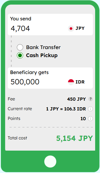 JPY/IDR exchange rate simulator at Smiles Website
