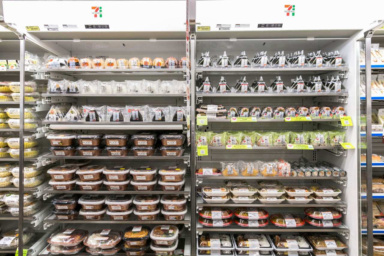 Choices of Bento and Onigiri at a Convenience Store