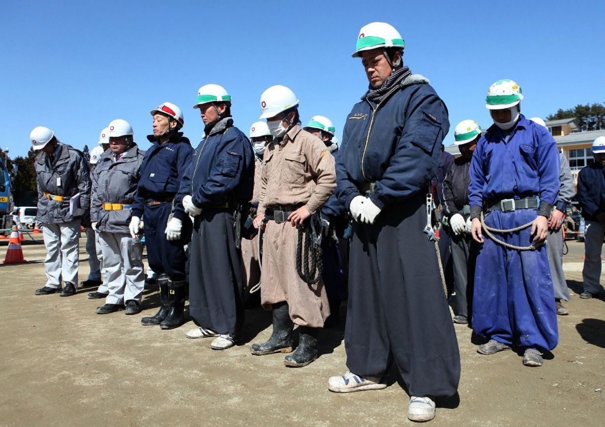 Construction workers in Japan during summer