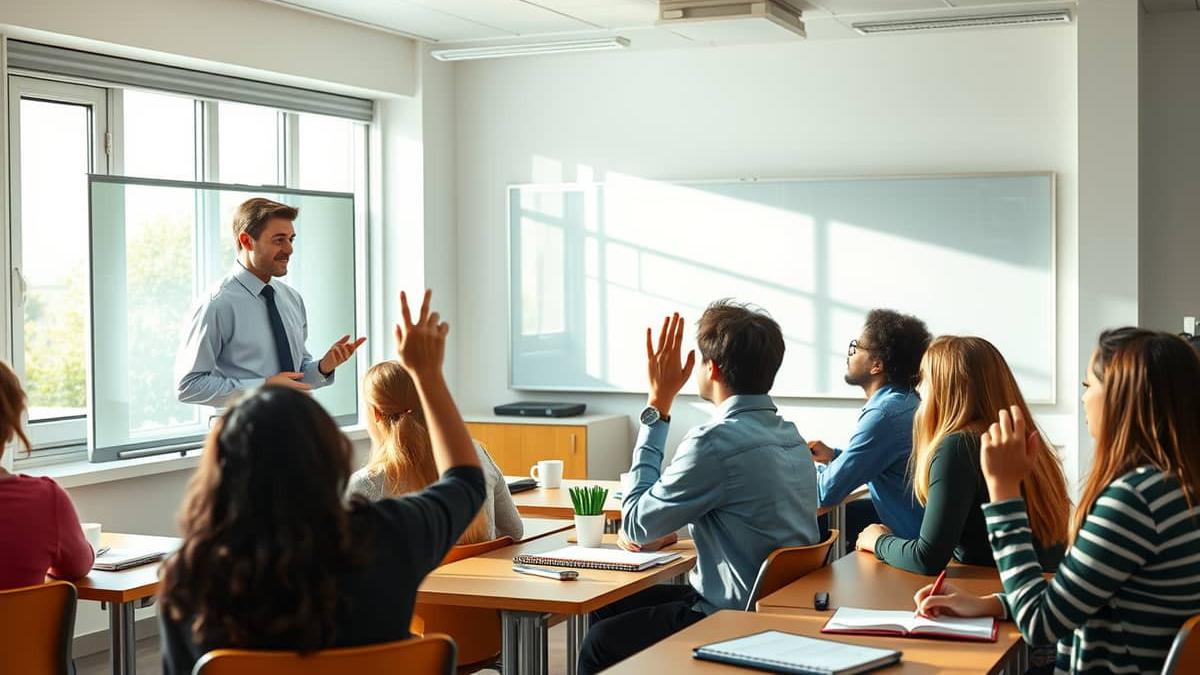 Guru mengajar di kelas