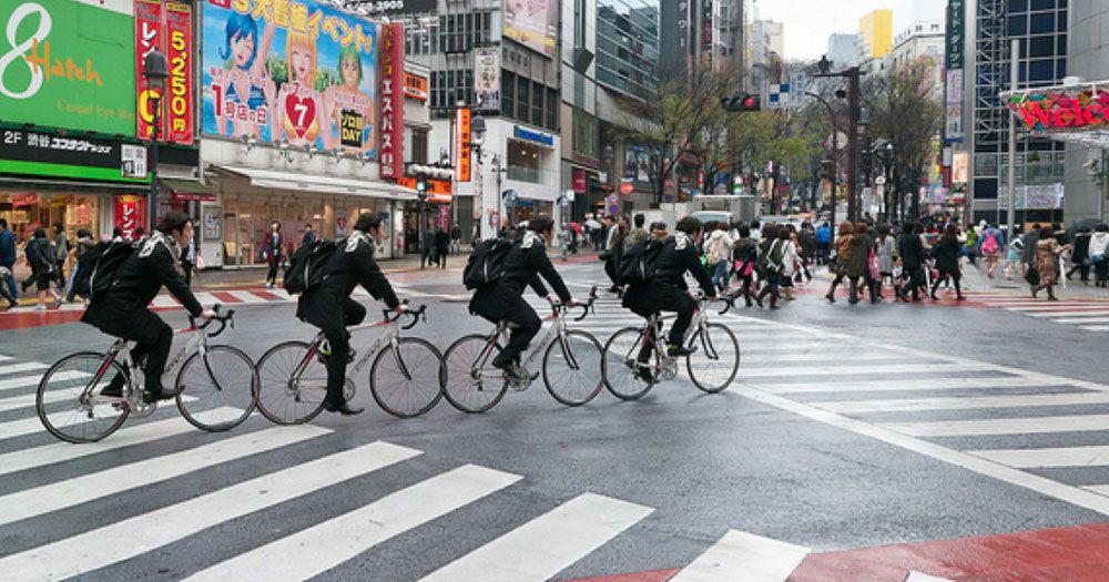riding a bicycle in Japan