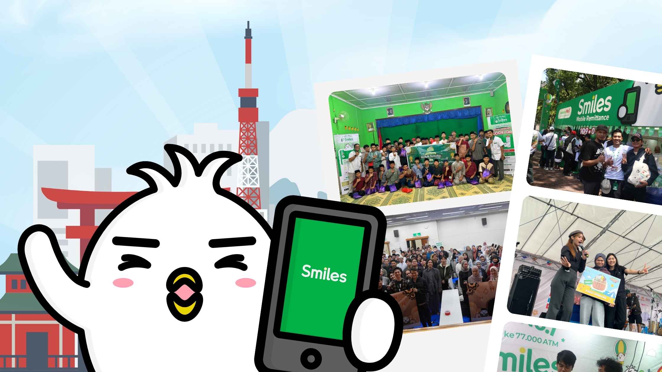 Tori pegang hape Smiles dan foto2 kegiatan Smiles