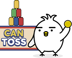 Tori is preparing to throw a ball at the can for can toss game