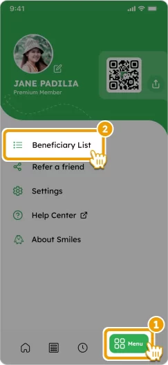 How to Add Beneficiary Smiles Mobile Remittance - Step 1 - Tap on 
