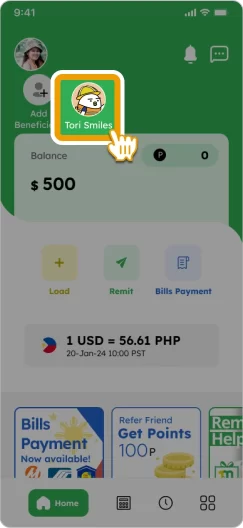 How to Add Beneficiary Smiles Mobile Remittance - Step 4 - You added your beneficiary to home!