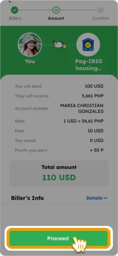 How to Pay a Bill Smiles Mobile Remittance - Step 4 - Verify the details and tap 