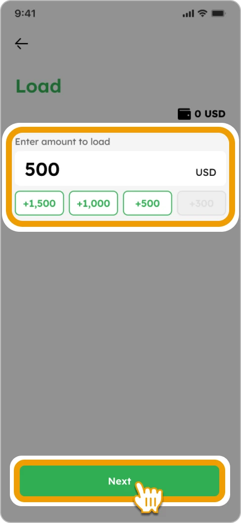 How to Load Smiles Mobile Remittance - Step 9 - Enter or select the amount you want to load