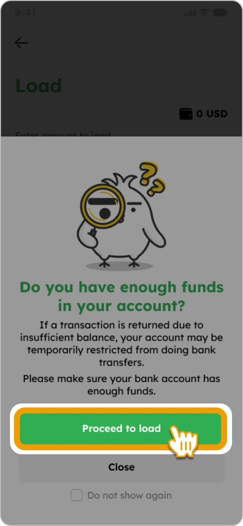 How to Load Smiles Mobile Remittance - Step 10 - Tap "Proceed to load"