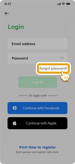 Screen showing 'forgot your password' link