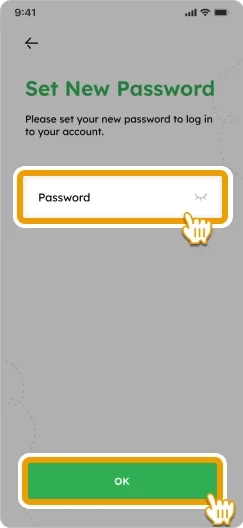 Screen to enter password