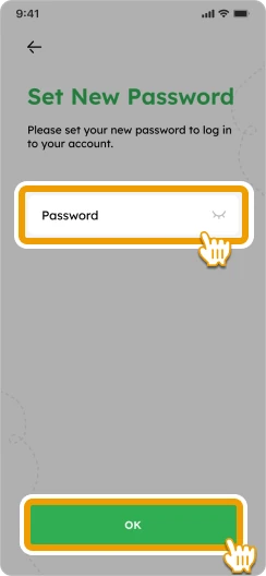 Screen to enter password