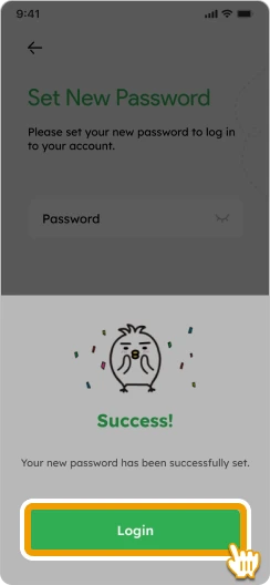 Screen showing click on "Login"
