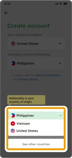 Choose your nationality