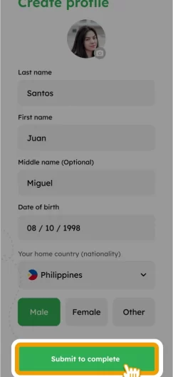 How to Register Smiles Mobile Remittance - Step 8 - Tap “Submit to complete”