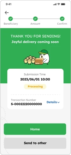 screen showing delivery being in process