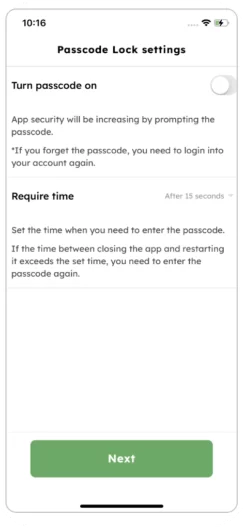 step 8 - check password lock settings and press 'next'