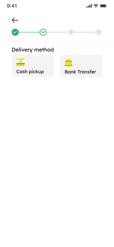cash pickup or bank transfer