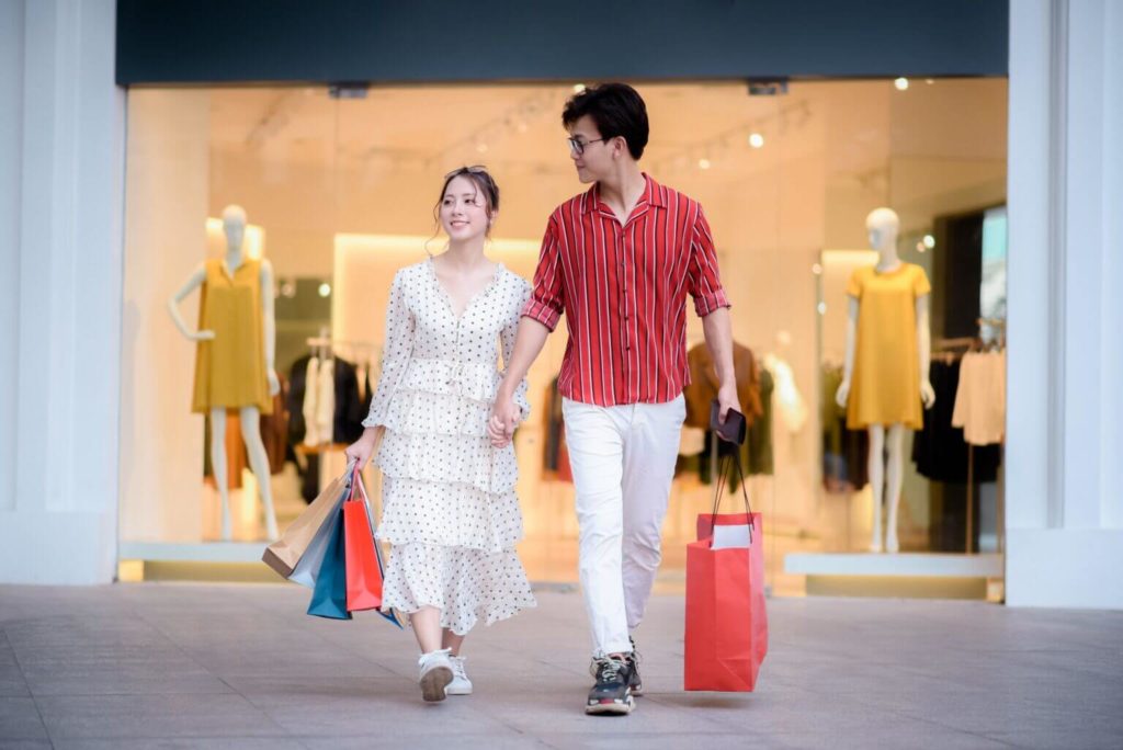 Tourists shopping in Japan