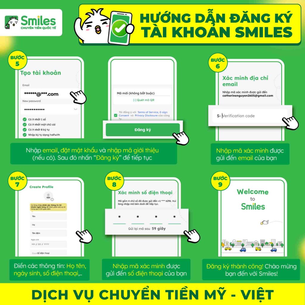 CÁCH ĐĂNG KÝ TÀI KHOẢN TRÊN ỨNG DỤNG CHUYỂN TIỀN SMILES