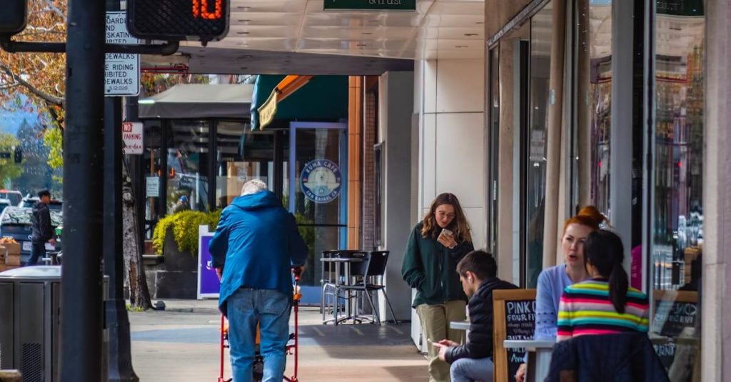 Walking to your favorite local cafe