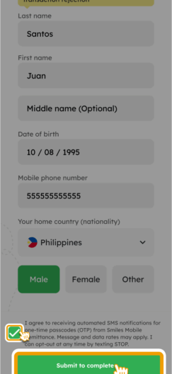 How to Register - Check the box and tap 