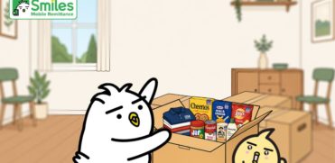 Tori packing a balikbayan box