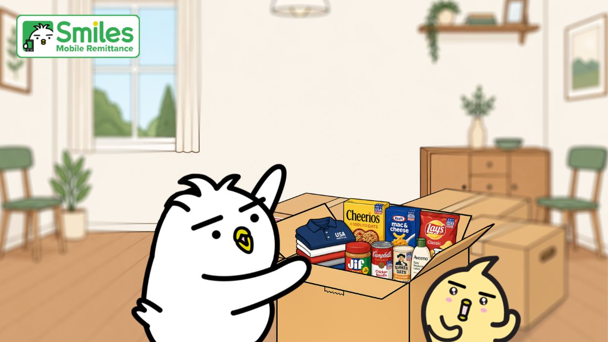Tori packing a balikbayan box