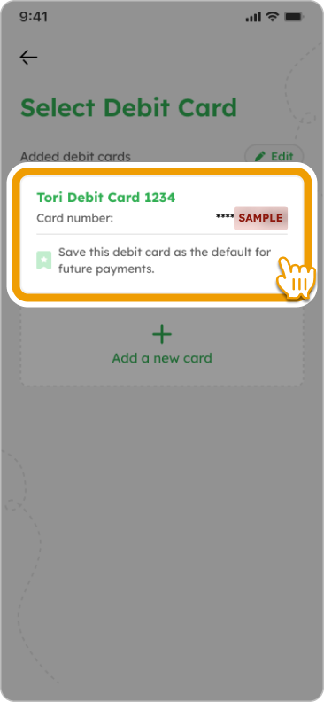 How to Load Smiles Wallet - Select a debit card or add a new one