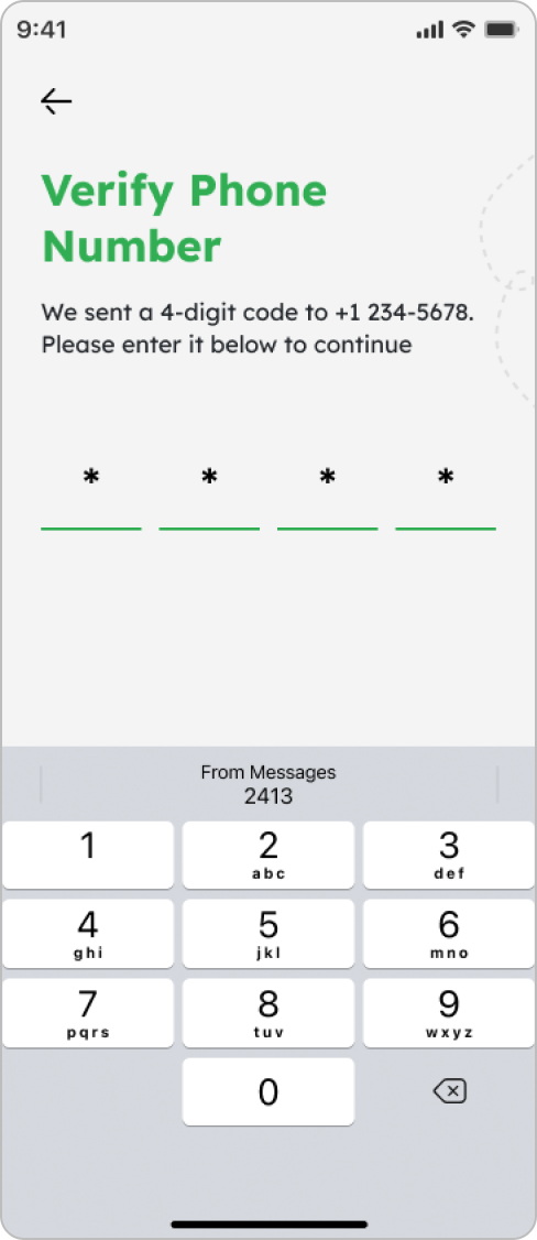 Input the verification code you received via SMS