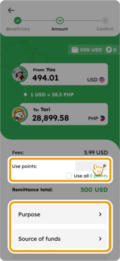 4. Input points (if you have any), scroll down to bottom, select your 