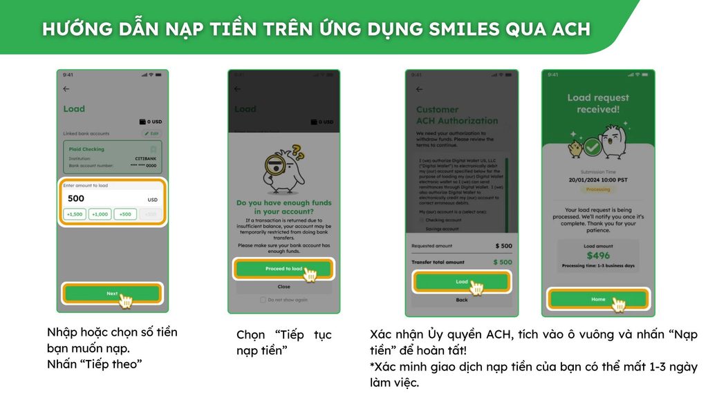 HƯỚNG DẪN NẠP TIỀN TRÊN ỨNG DỤNG SMILES QUA ACH (2)