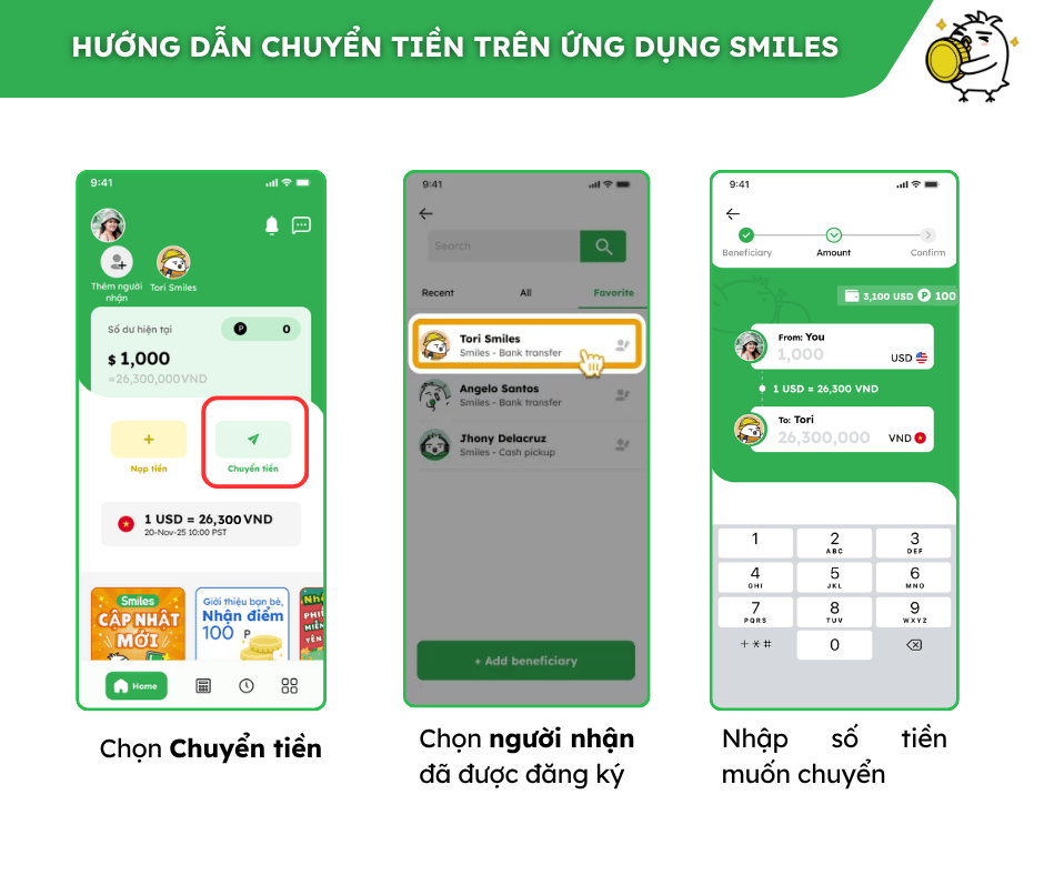 Hướng dẫn chuyển tiền từ Mỹ về Việt Nam lần đầu qua ứng dụng Smiles (4)