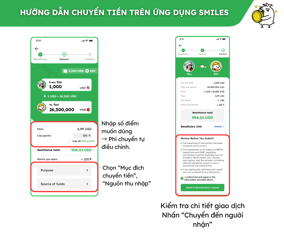 Hướng dẫn chuyển tiền từ Mỹ về Việt Nam lần đầu qua ứng dụng Smiles (6)