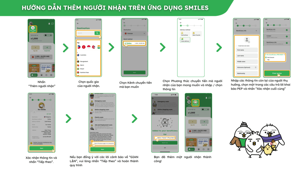 Hướng dẫn lần đầu chuyển tiền từ Mỹ về Việt Nam qua ứng dụng Smiles