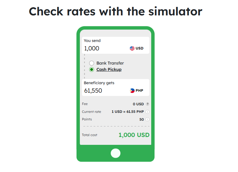 Check rates easily on the mobile app